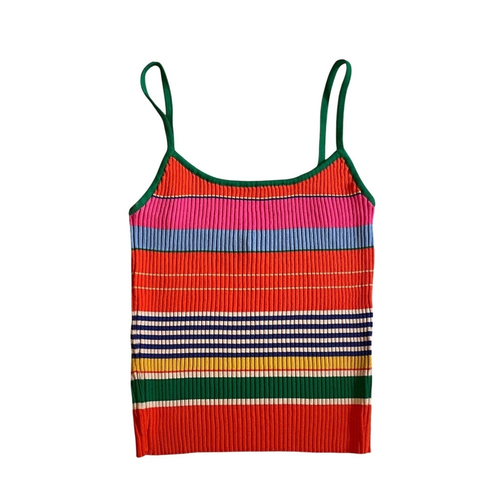 Soleil Knit Rainbow Stripe Camisole Tank Top Multi Color Ribbed Size S by STAUD